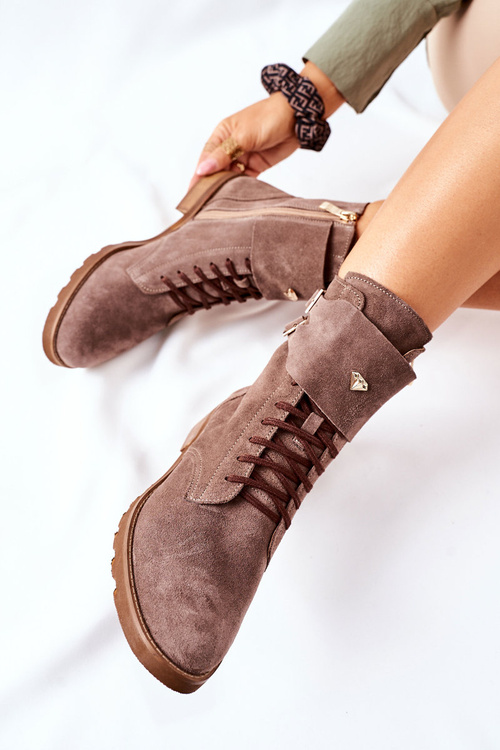 Dámské Kotníkové Boty Semišová kůže Nicole 2682 Hnědé