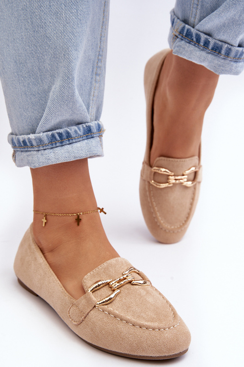 Ženské mokasíny s béžovou dekoráciou Ghana