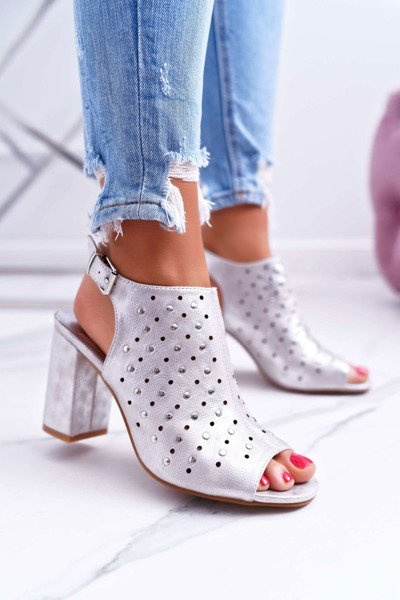 Dámske sandále na Openwork Post so striebornými kamienkami Hendrix