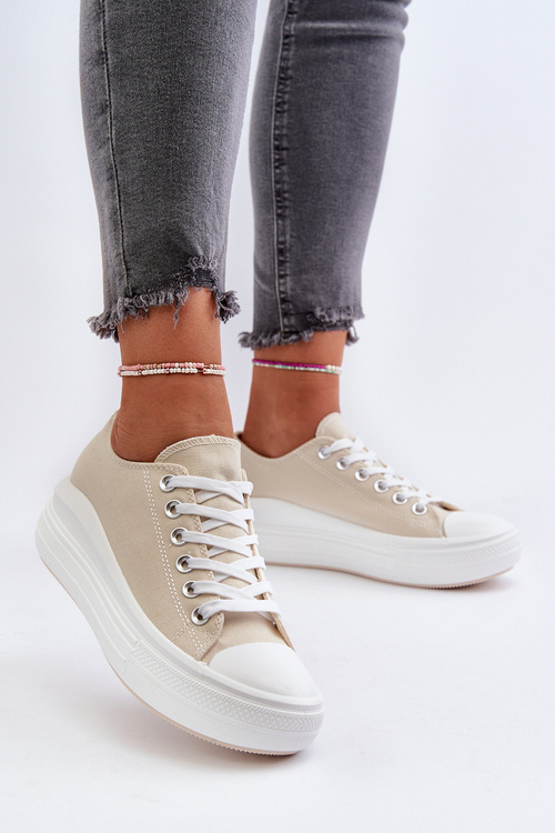 Dámske tenisky na masívnej platforme béžové Amyete