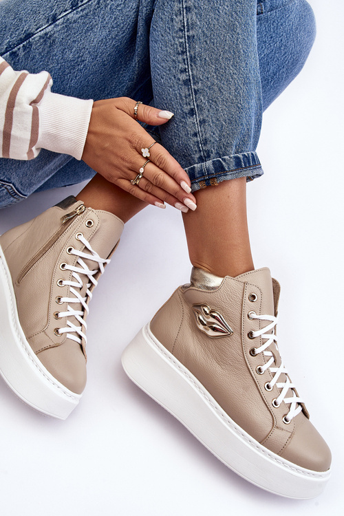 Dámské vysoké tenisky na zip Lemar Bež Katerin