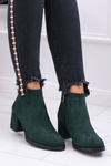 Dámské zelené kožené kotníkové boty Nicole