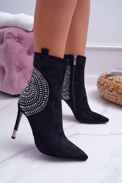 Dámské boty Na Podpatku Semišové Černé Fashionable