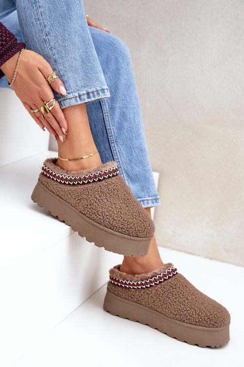 Snehule Papuče Na Platforme S Kožušinou Typu Baran Hnedé Ovirissa