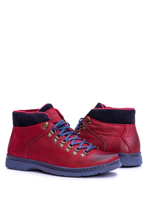 Neex burgundské kožené pánské teplé vysoké boty Timmo