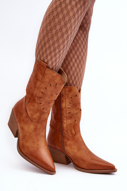 Camel Ursuline kožené kovbojské topánky