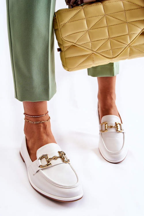 Dámske biele kožené mokasíry coriso