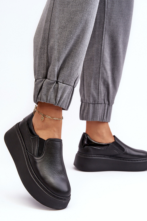 Dámské kožené sportovní boty na platformě černé Lemar Manish