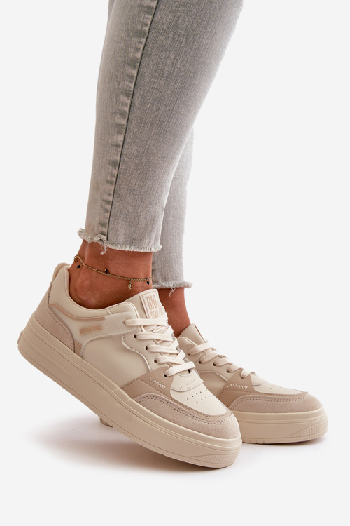 Dámské Nízké Tenisky Z Eko Kůže Big Star OO274029 Béžové