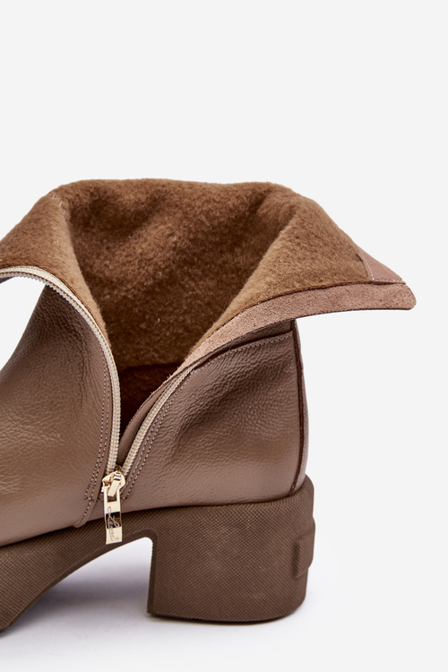 Kožené boty s nízkou podpatek tmavě hnědé Lemar Volavola