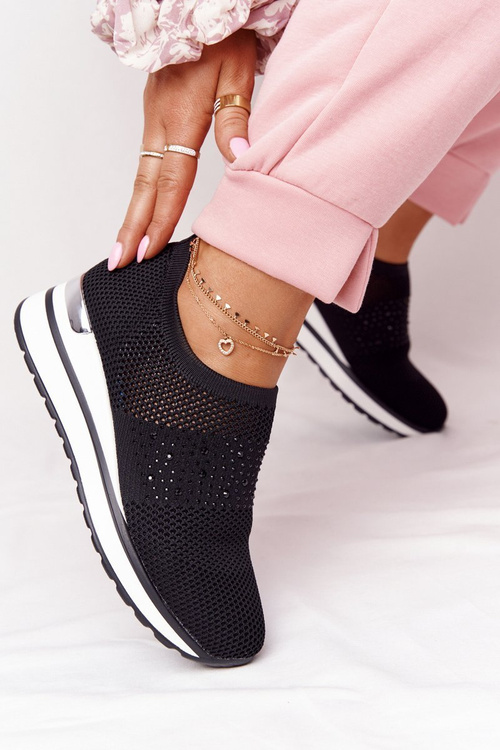 Prolamovane Klínové Tenisky Sneakers Slip-On Černé Sophia