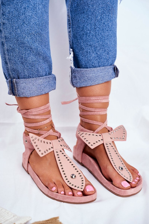 Lu Boo Dámske zviazané sandále Flip -flops prášková ružová mara