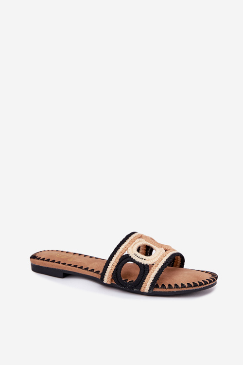 Háčkované Dámske Papuče Na Ploškom Opätku Čierne Nirina