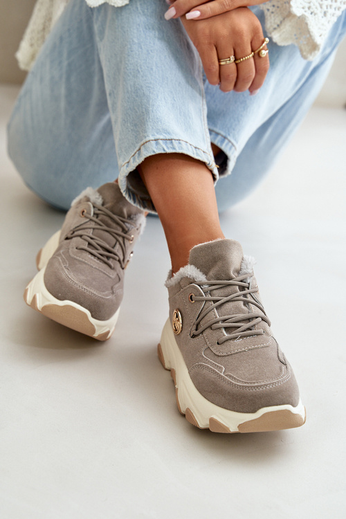 Zateplené Dámské Sportovní Boty Na Platformě Šedé Bialoa