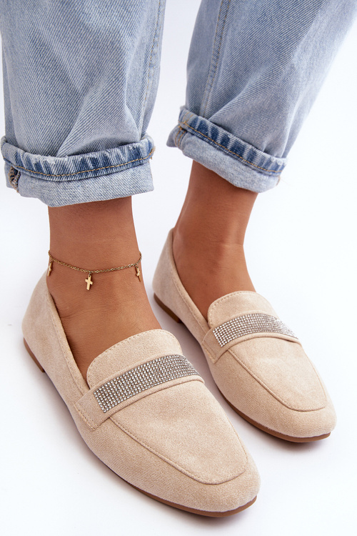 Dámske mokasáre s kamienkami Beige ralrika