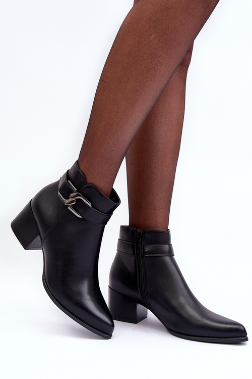 Dámské Boty Na Podpatku S Ozdobou Černá Janeya