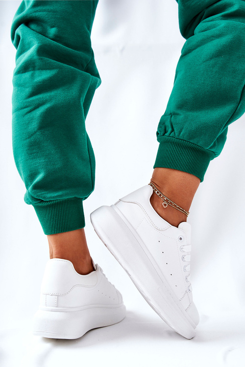 Kožené športové topánky na bielej lemmy platforme