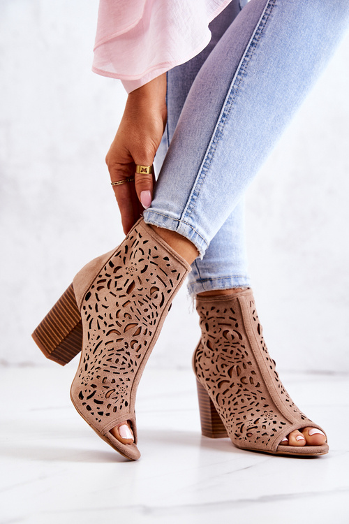 Prolamované Boty Na Sloupek béžove Brittany