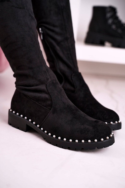 Dámské Kozačky Přes Koleno Semišové černé Isabel