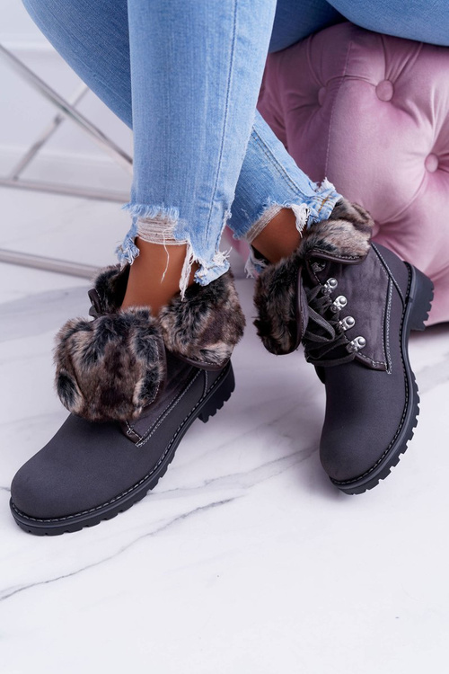 Dámske šedé topánky s Chester Fur