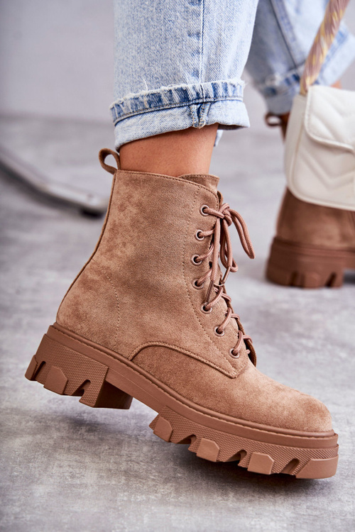 Semišové teplé boty Workers Brown Darvin