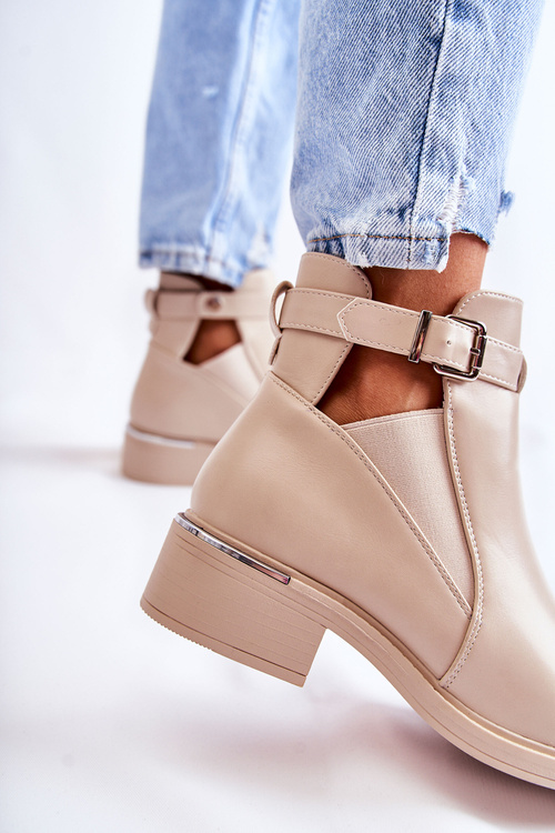 Dámske ploché kožené topánky béžová marla