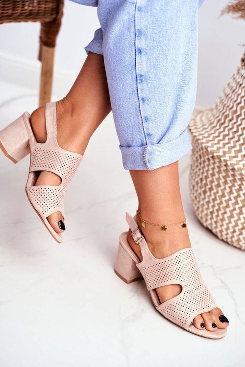 Dámske sandále na stĺpe Openwork Beige Valery