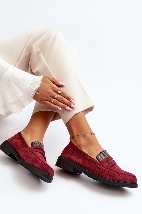 Dámske zdobené mokasíny bordové Dananei