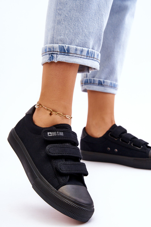 Klasické látkové tenisky na suchý zip Big Star LL274A204 Černé