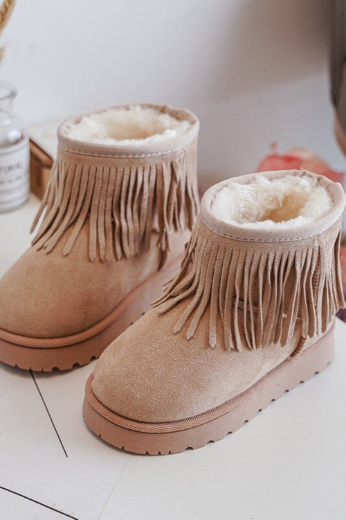 Izolované topánky Detské snehové topánky s dekoratívnymi okrajmi Beige Nimia