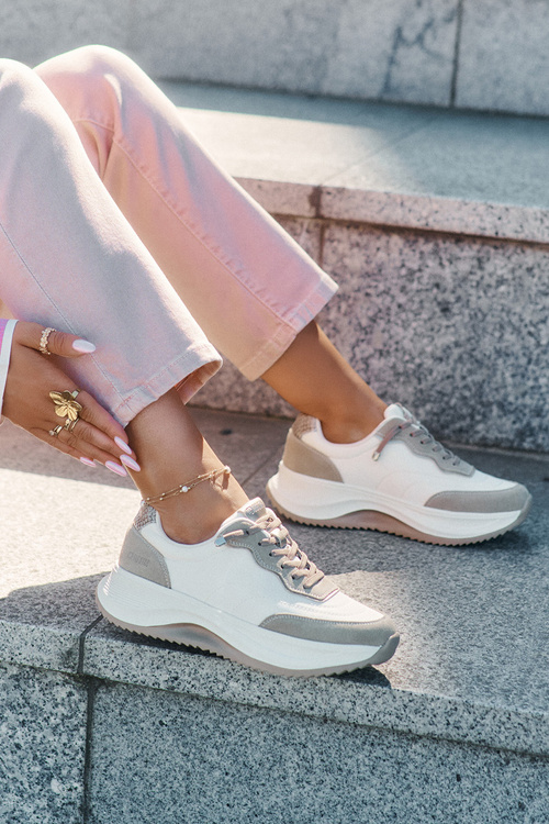 Dámske Semišové Tenisky Na Platforme Big Star RR274A344 HI-POLY SYSTEM Béžové