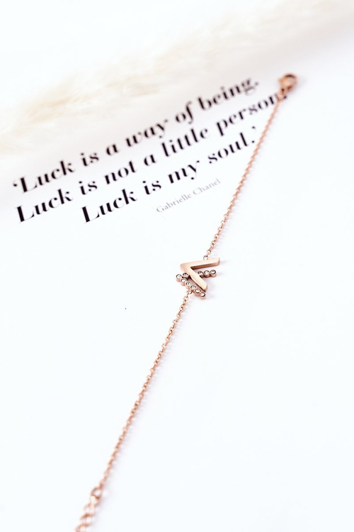 Náramok na reťazci s ružovým zlatom zirkónov