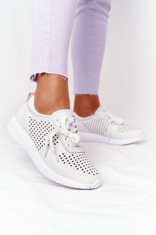 Prolamované Kožené Sportovní Boty S.Barski Bílé