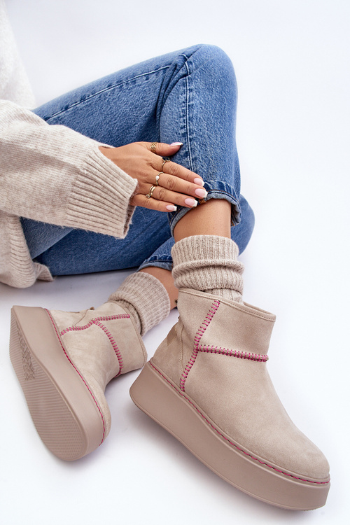 Dámské semišové sněhule Maciejka 06257-22 světle béžové