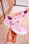 Detské kožené tenisky s hviezdnou veľkou hviezdou DD374104 Pink