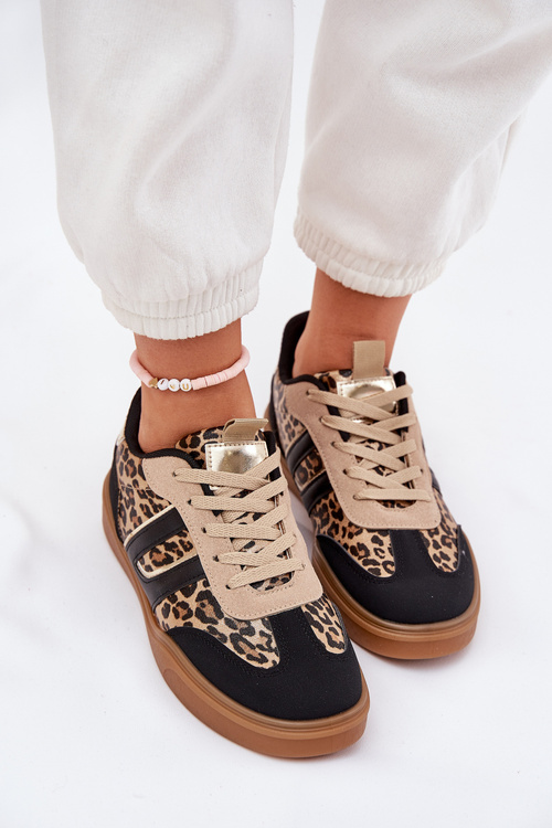 Dámske Tenisky Z Eko Kože Leopardie Čierne Satylies