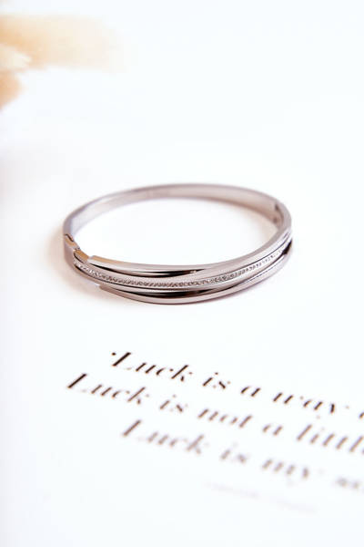 Dámsky oceľový náramok s zirkónmi strieborný myrens