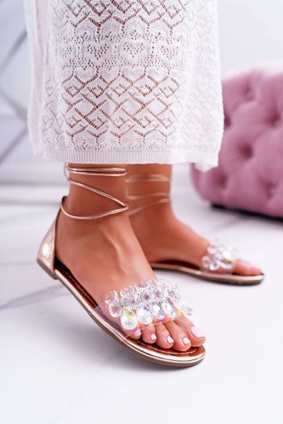 Dámske sandále lu boo kryštály zlatá Madina