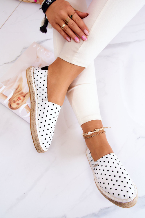 Ženská polka dot espadrilles veľká hviezda jj274870 biela