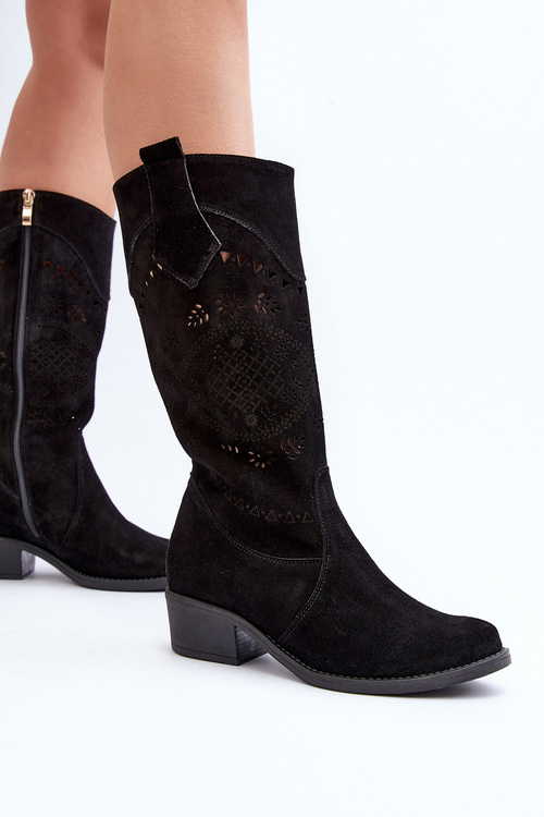 Zazoo 4043 Semišové Černé Boty S Nízkým Podpatkem Prodyšné