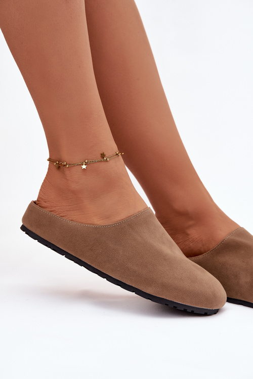 Dámské pantofle z eko semiše Khaki Kalvess