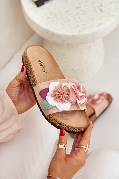 Dámske Sandále S Kvetmi Na Korkovej Platforme Rúžové Zinrosa