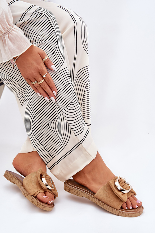 Ploché Dámske Sandále S Ozdobným Detailom Camel Nellodra