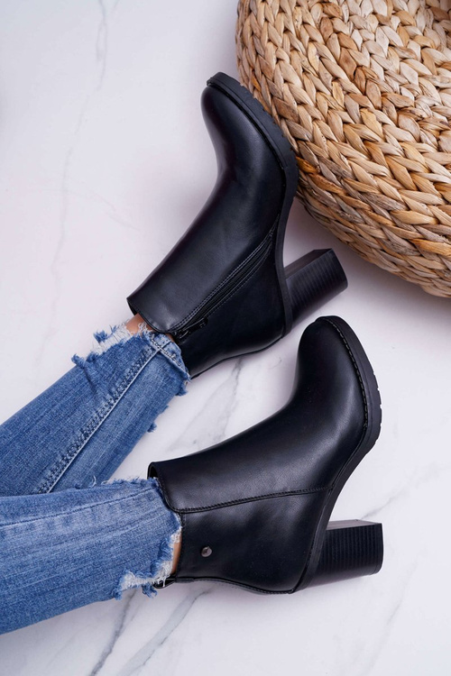 Dámské Kotníkové Boty Na Podpatku Černé Serrena