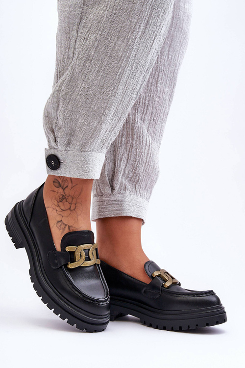 Dámske mokasíny na platforme s čiernym Amegom ornament