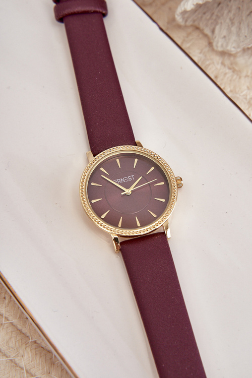 Hodinky Na Ekokoženom Páse Bez Niklu Fialové ERNEST E62155D