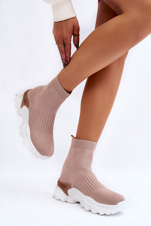 Dámska vysoká ponožková športová topánka béžová jovie