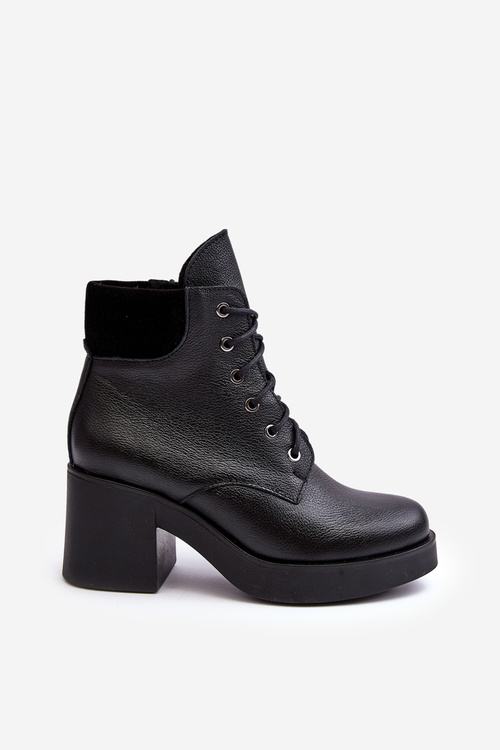 Kůže Dámské Boty Na Sloupu Černé Lemar Leocera