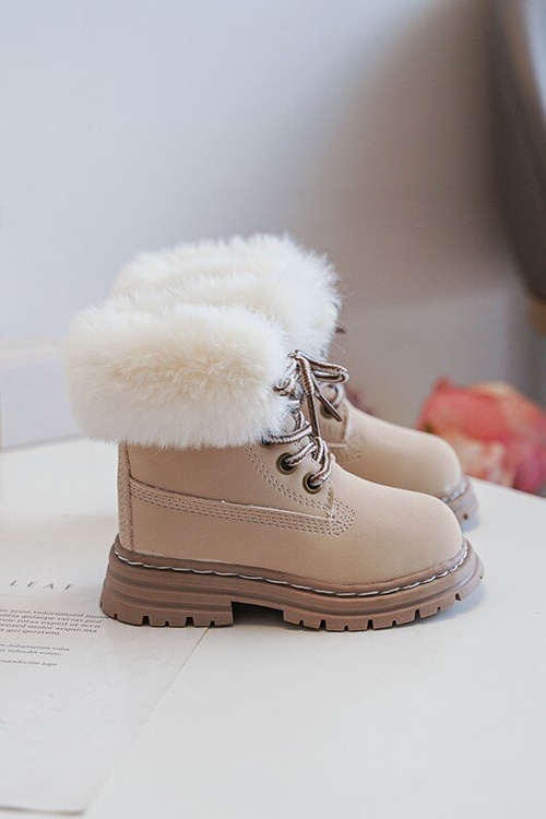 Dětské Trapery Botky Na Zip s Kožešinou Bežové Gerande