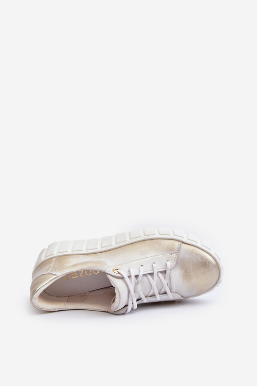 Zazoo 2919 Dámske Kožené Poltopánky Na Hrubej Podrážke Zlaté